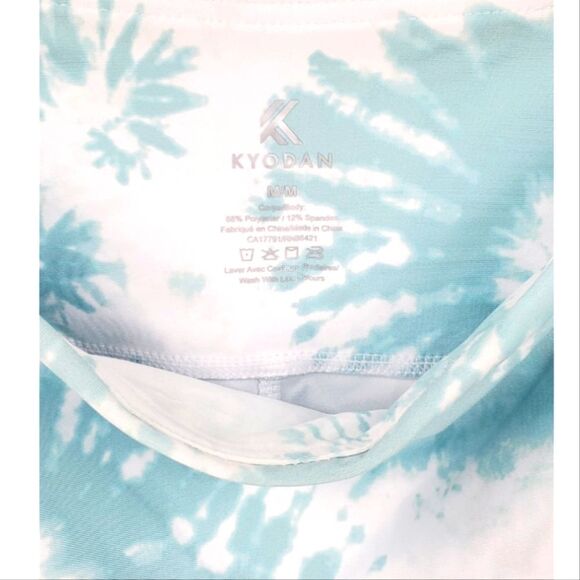 Kyodan Green and White Tie Dye High Waist Crop Length Stretch Legging Medium NWT - Picture 6 of 6